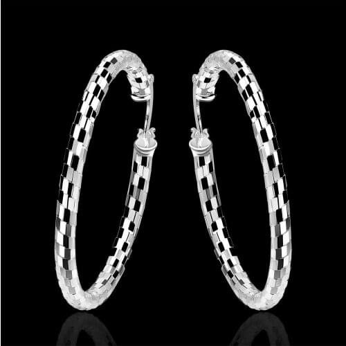 Promotion Cute retro women silver color earrings big circle lady gift lover hoop high quality fashion classic jewelry E594