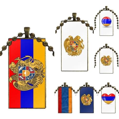 Armenia Flag For Women Jewellery Necklace Fashion Long Chain With Rectangle Necklace Jewelry