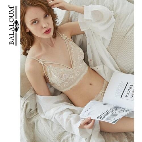 BALALOUM Girlish Red Chic Bralette Wire Free Bra Women Sexy Intimates Bra Sets Brassiere For Female Lingerie Underwear Lace