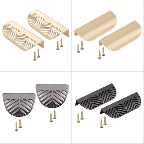 2 Piece Zinc Alloy Leaf Shaped Handle Golden/Grey Cupboard Kitchen Gold/Grey W/Screws Simple Nordic Style Pulls W/Screws