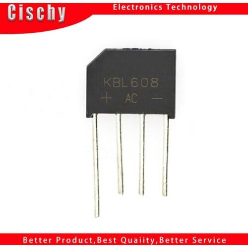 5PCS/LOT KBL608 KBL 608 Bridge Pile 6A 800V Flat Bridge Rectifier New