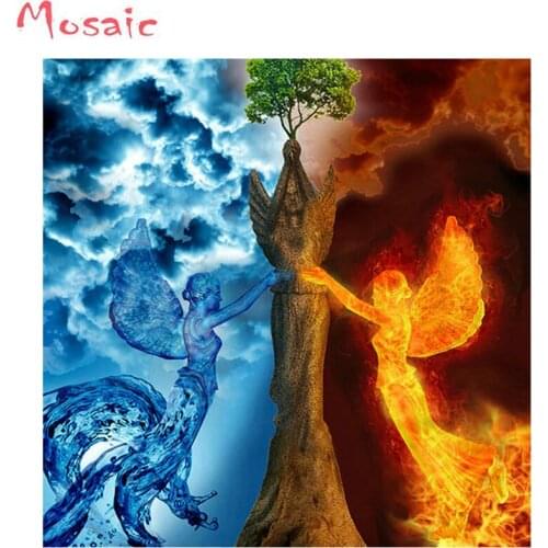 5d diy Diamond Embroidery Ice & Fire Man Landscape Diamond Cross Stitch Crystal Rhinestone Decoration Mosaic Wall Stickers