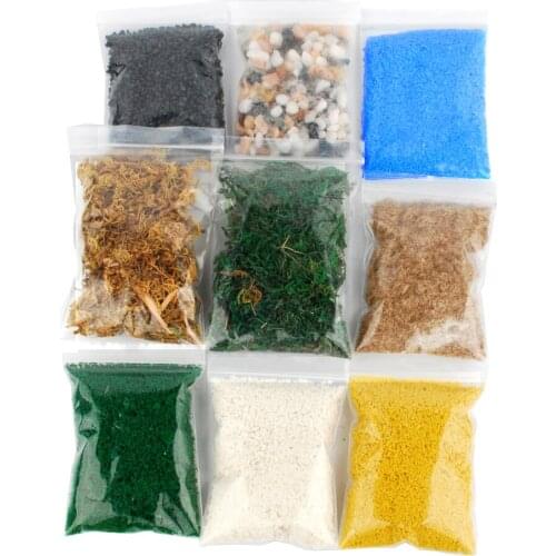 9 bag/set Scenery Basing Material Kit,Stone,Snow,Grass,Moss Stick,River,Desert
