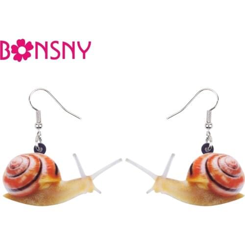 Bonsny Acrylic Cartoon Snail Earrings Big Long Dangle Drop Cute Animal Jewelry For Girls Women Ladies Teens kids Gift Accessory