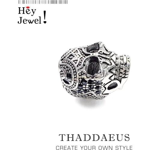 Beads Black Skull King,2017 Summer New Silver Punk Beads Fits Bracelet Europe Necklace Jewelry Accessories Gift For Women & Men