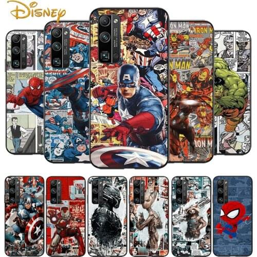 Spiderman captain america for Huawei Honor V30 20 Pro X10 9S 9A 9C 9X 8X 10 9 Lite 8 7 Pro Silicone Soft Black Phone Case