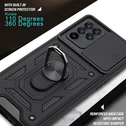 Slide Window Phone Case For OPPO A52 A72 A92 A94 A74 A54 A93 A73 A72 2020 ShockProof Lens Protection Armor Shell Ring Case Cover