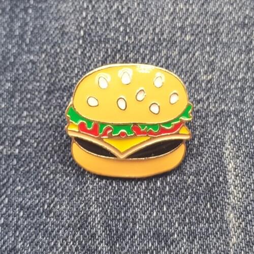 Enamel Pin Vintage Hamburger Brooch Clothes Backpack Lapel Pin Badge Jewelry Accessories Decoration Gift For Kids/Friends