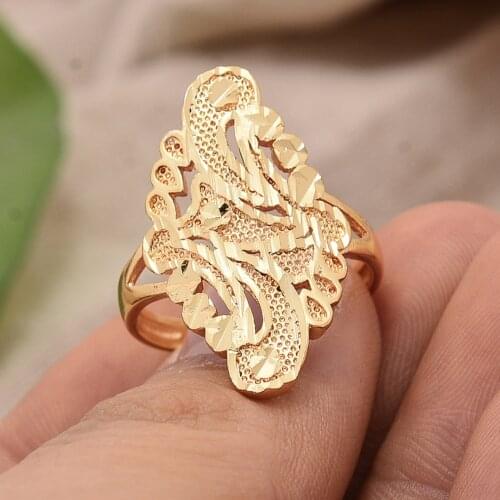 Ring Dubai 7-8 Ring For Women/Girl Gold Color Arab folk-custom Ring Metal Jewelry Middle Eastern Bijoux africains Dubai