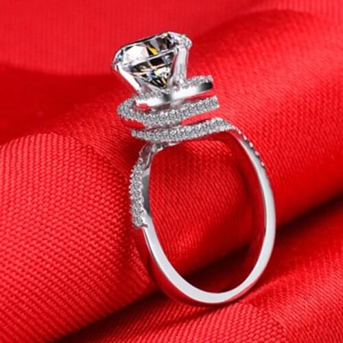 Super Design Twist Arms 2Ct 8.0mm Test Positive D Moissanite Ring Solid 18K White Gold Ring AU750 Jewelry for SweetHeart