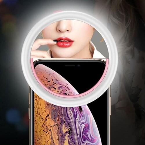 Women Fashion LED Selfie Light Clip Ring Flashlight For Mobile Phones USB Rechargable 3 Modes Lightning Girl Selfie Lamp