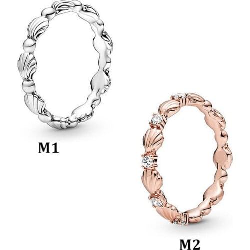 100% 925 Silver New Fashion Shining Shell Ring Womens Wedding Holiday Gift Diy Charm Jewelry