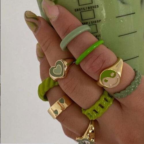 Creative Simple Colorful Double Layer Love Heart Ring Vintage Heart Rings For Women Girls Fashion Jewelry Wedding Rings