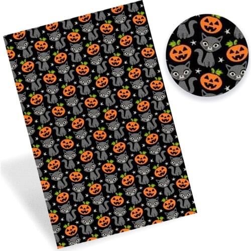 AHB 22*30cm/A4 1pc Halloween Faux Leather Sheets Printed Synthetic Leather Fabric DIY Hair Bow Craft Supplies Handmade Materials