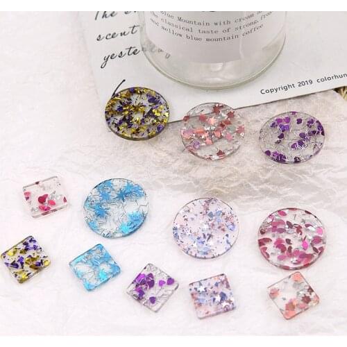 Trendy Acetic Acid acrylic plastic Jewelry Charms 50pcs/Lot Bling Glitter DIY Earring Necklace Bracelet floating Pendant Charm