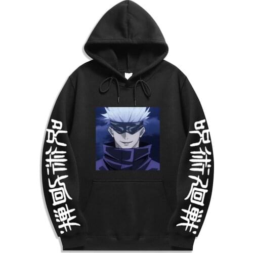 2020 Japan style Anime Jujutsu Kaisen Gojou Satoru print Hoodies Graphic Men Hoodie Winter Warm Streetwear Harajuku Sweatshirts