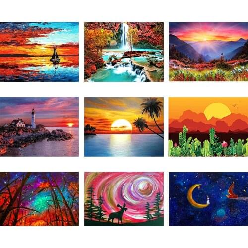 5D DIY diamond painting beach series Cross Stitch Kit full Round embroidery beach landscape mosaic picture home decoration gift
