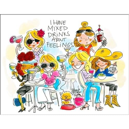 Diy Diamond Painting Cartoon lady party Full Square Round Drill Home Decoration Diamond Embroidery Cross Stitch Kit Wall Sticker