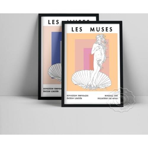 Les Muses Poster, Greek Goddess Still Life Wall Picture, Greek God Statue Wall Decor, Color Abstract Art Print, Vintage Wall Art