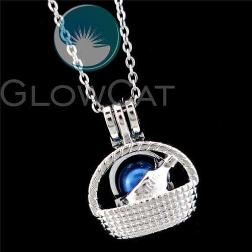 R-K949 Basket Wine Beads Cage Pendant Essential Oil Diffuser Aroma Pearl Cage Locket Necklace