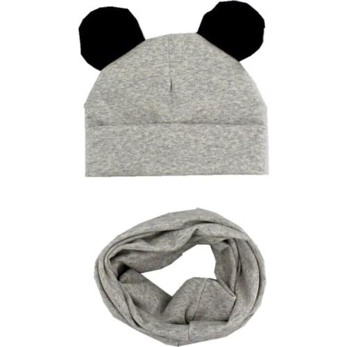 New Children Lovely Ears Caps Set Spring Girls Hat Scarf Set Beanies High Quality Boys Girls Hat Scarf Set Kid Hats Photo Props