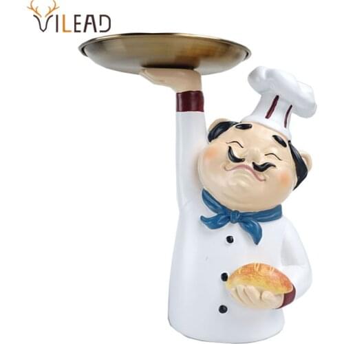 VILEAD Resin Chef Storage Tray Statue Nordic Creative Home Decor Living Room Desktop Decoration Kitchen Table Office Ornaments