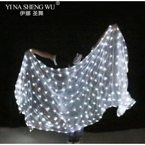 Belly Dance LED Silk Veil 100% Silk 4 Colors LEDBelly Dance Stage Performance Props Belly Dance Accessories LED Veils 4Sizes 1Pc