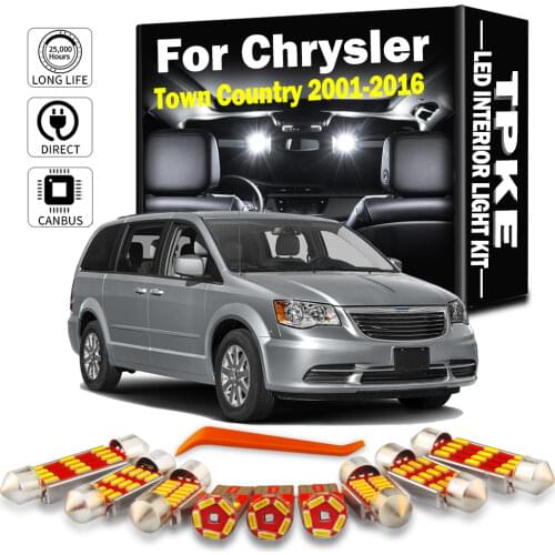 TPKE For 2001-2016 Chrysler Town Country White Canbus Error Free Car LED Interior Reading Light Kit Map Dome License Plate Light