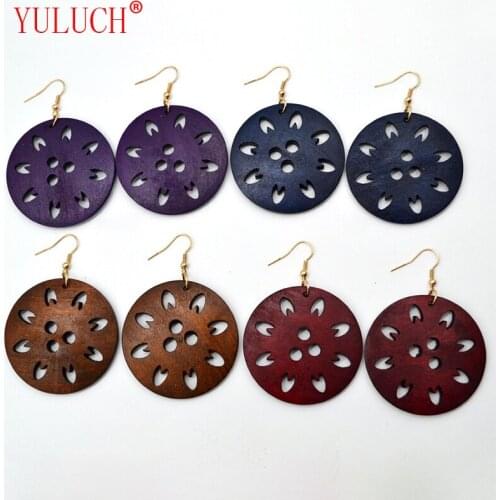 YULUCH African Log Round Hollow Fire Steamer Arrow Fashion Retro Woman Pop Jewelry Accessories Earrings Gift