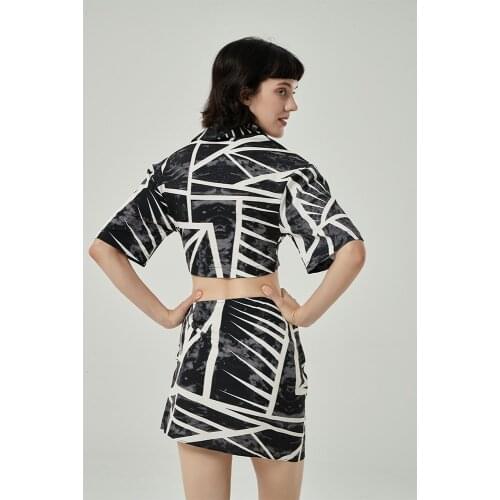 2021 Women Blouse Crop Top Casual Fashion Summer Two Piece Set Women Outfit Dress Sets Ensemble Femme