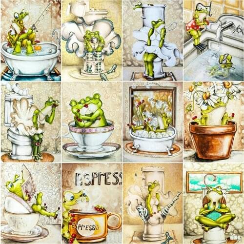 ZOOYA Full Square Round Diamond Painting Frog Diamond Embroidery Animals Cross Stitch Cartoon Rhinestone Mosaic Home Decor Gift