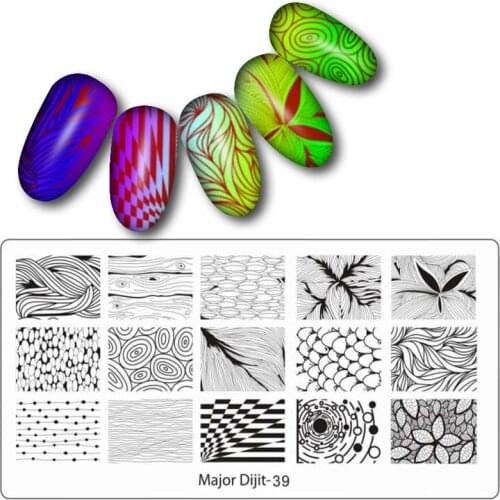 1 Pcs Christmas Rectangle Nail Stamping Template 12.5*6.5cm Nail Art Stamping Plate Geometric lines Pattern Plate