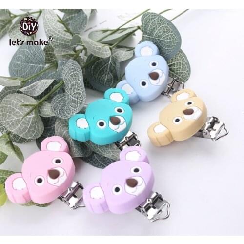 Lets make Silicone Koala Pacifier Clips 1pc DIY jewelry Soother Clip Sensory Chewing Toy Nursing Dummy Clip Chains Baby Teether