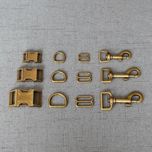 10 Sets 15mm 20mm 25mm Metal Belt Buckle Strap Slider D Ring Snap Clip Hook For Pet Dog Collar Leads Lobster Clasp Accessories