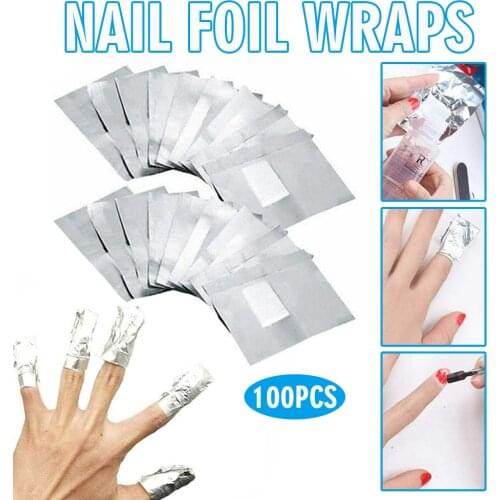100pcs Nail Foil Gel Wraps Nail Polish Remover Soak Off Foils Cotton Pads Nail Towel Gel Polish Remover Manicure Tool