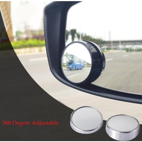 2Pcs 360 Degree Adjustable Car Mirror Wide Angle Side Rear Mirrors Car Safety Blind Spot Mirror Black Mirror Car Accessories
