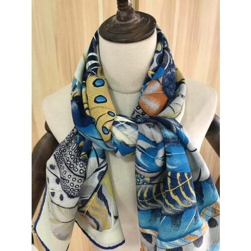 2020 new arrival autumn winter feather design 140*140 cm colorful scarf 65% cashmere 35% silk scarf wrap for women lady girl