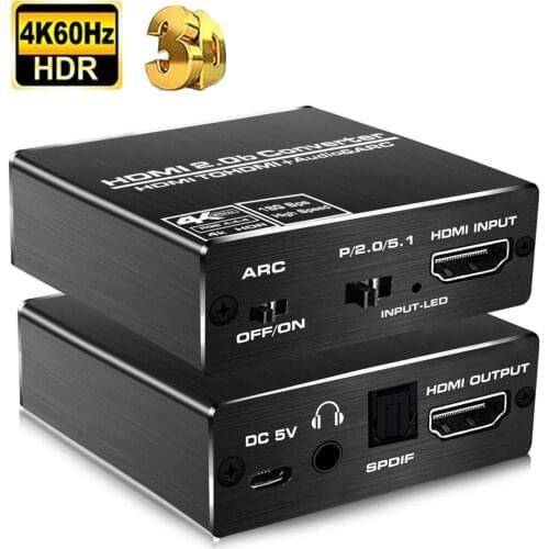 2021 Best HDMI 2.0 Audio Extractor Support 4K 60Hz YUV 4:4:4 HDR HDMI Audio Converter Adapter 4K HDMI to Optical TOSLINK SPDIF