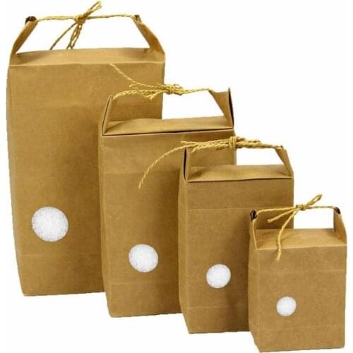 300PCS Kraft Paper Bag for Rice Flour Mooncakes Portable Gift Bag Blank Universal Food Packaging Bags