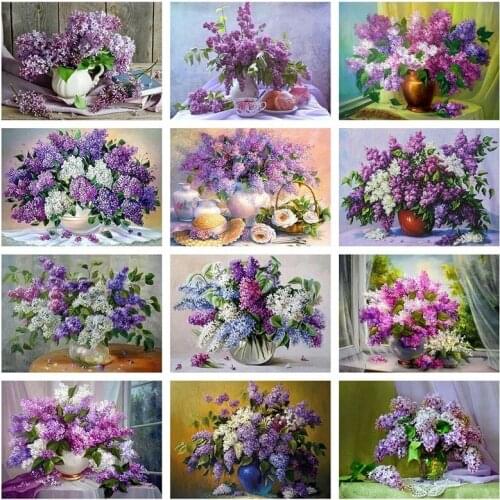5D DIY Diamond Painting Lavender Flower Cross Stitch Diamond Mosaic Embroidery Full Drill Rhinestone Home Decor Accessories