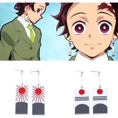 Tronzo Anime Demon Slayer Kimetsu no Yaiba Kamado Tanjirou Cosplay Tool Toys Earring Pretend Toys Anime Cos Gift Decoration Toy