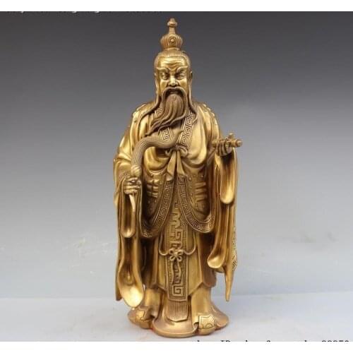 Antique Chinese Folk Taoism Leader Pure Brass Copper TaiShang Laojun God Statue