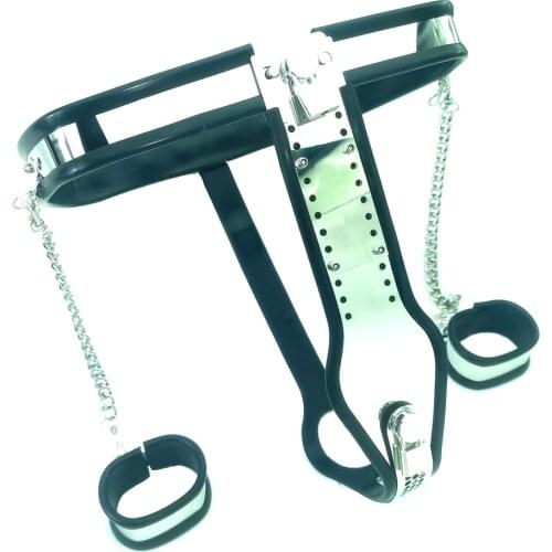 Ourbondage Stainless Steel Female Chastity Silicon Belt Cover Shield T-Shape With Handcuffs BDSM Bondage Sex Toys For Women