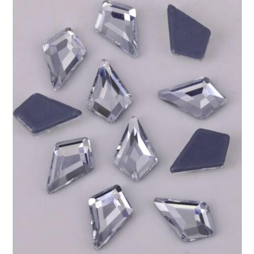 Lead Free 4x6mm, 6x8mm, 8.3x12.9mm Crystal Clear Kite Flat Back Iron On Rhinestones / Hotfix Crystal Stones