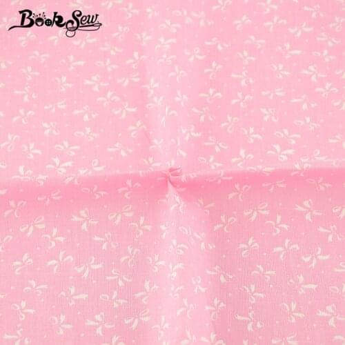 Booksew Pink Cotton Fabric Sewing Cloth Tissue Plain Patchwork Textile Scrapbooking Bow Design Telas DIY Dolls Quilting