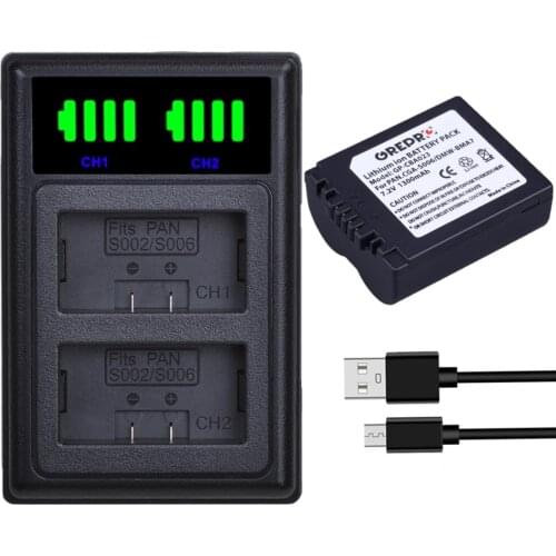 CGA-S006 DMW-BMA7 Battery with Charger for Panasonic CGR-S006E Lumix DMC FZ18 FZ7 FZ8 FZ28 FZ30 FZ35 FZ38 FZ50 Camera