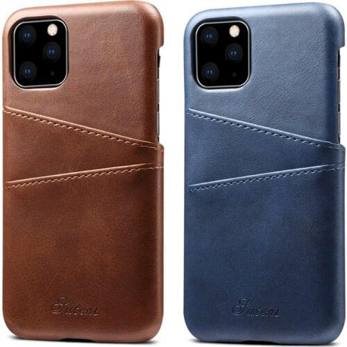 For iPhone 11 Phone Back Case iPhone XS XR Retro Calf PU Leather Card Case Slim Business Smart Cover for Apple iPhone 11 Pro