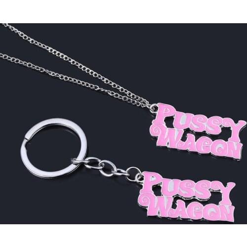 Movie Kill Bill Vol.1 Pink Color Key Chains Necklaces Men Women Letter Pendant Metal Chain Keychain Necklace Jewelry Accessories