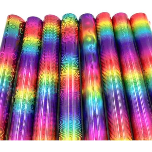 Holographic Gradient Shining Love Leopard Rainbow Vinyl Adhesive Craft Vinyl for DIE-Cutter and Silhouette & Cameo DIY Cup Decor