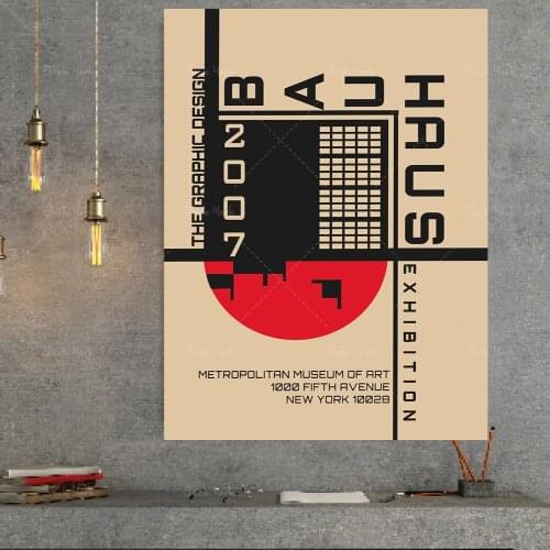 Bauhaus art, exhibition poster, architectural bauhaus poster, geometric art, text style decor, magazine cover, home decoration